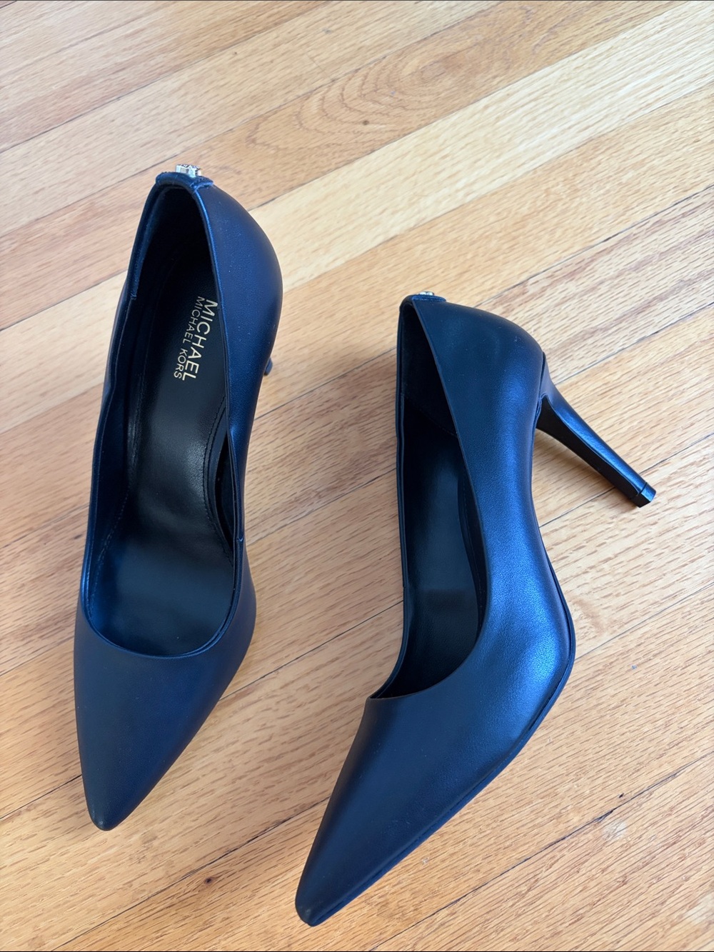 MICHAEL Michael Kors Black Pointed Leather Stiletto Pumps